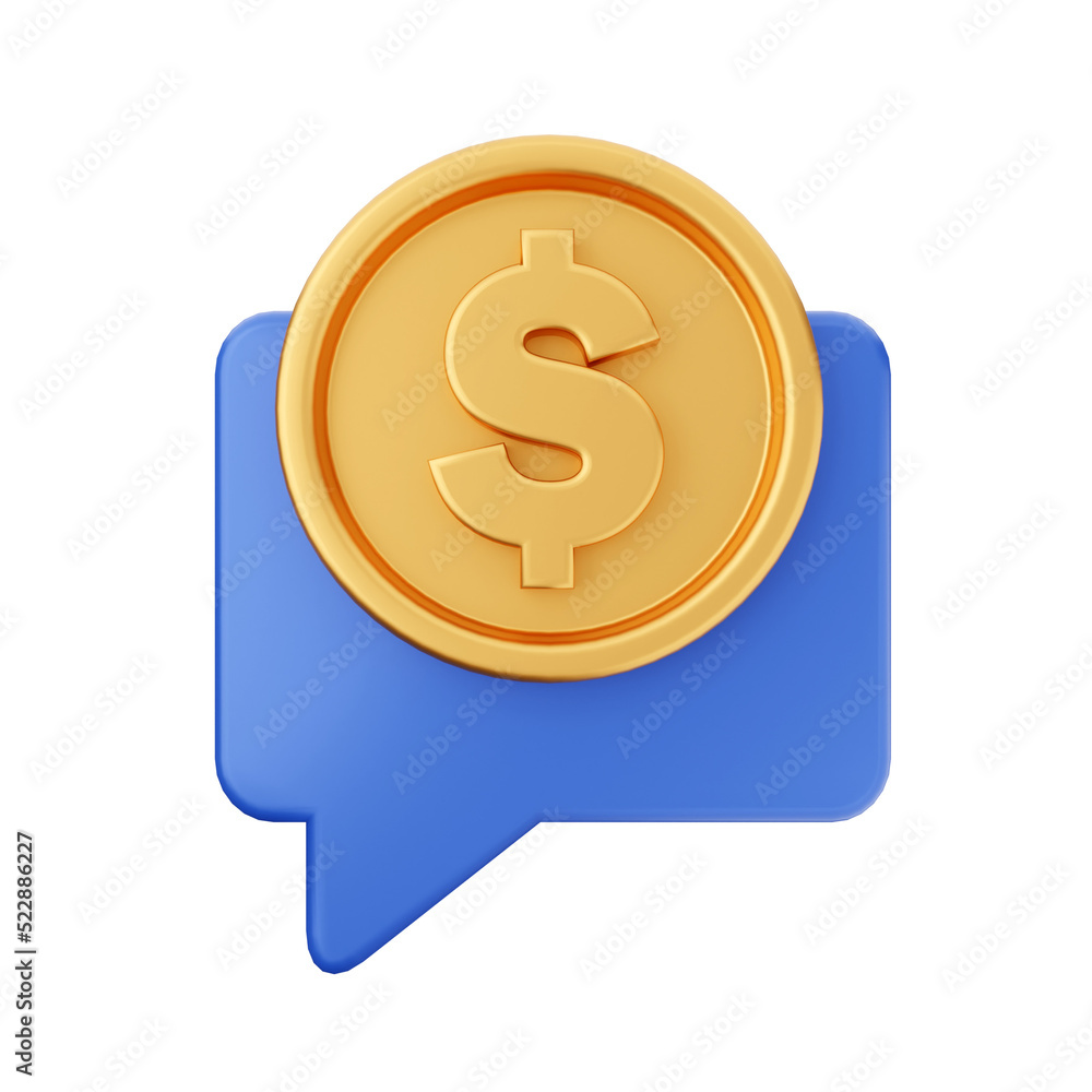 Money dollar gold icon 3d illustration render cartoon style Money dollar gold icon 3d illustration render cartoon style