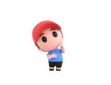 Little Boy wearing Red Cap character thinking in 3d rendering.