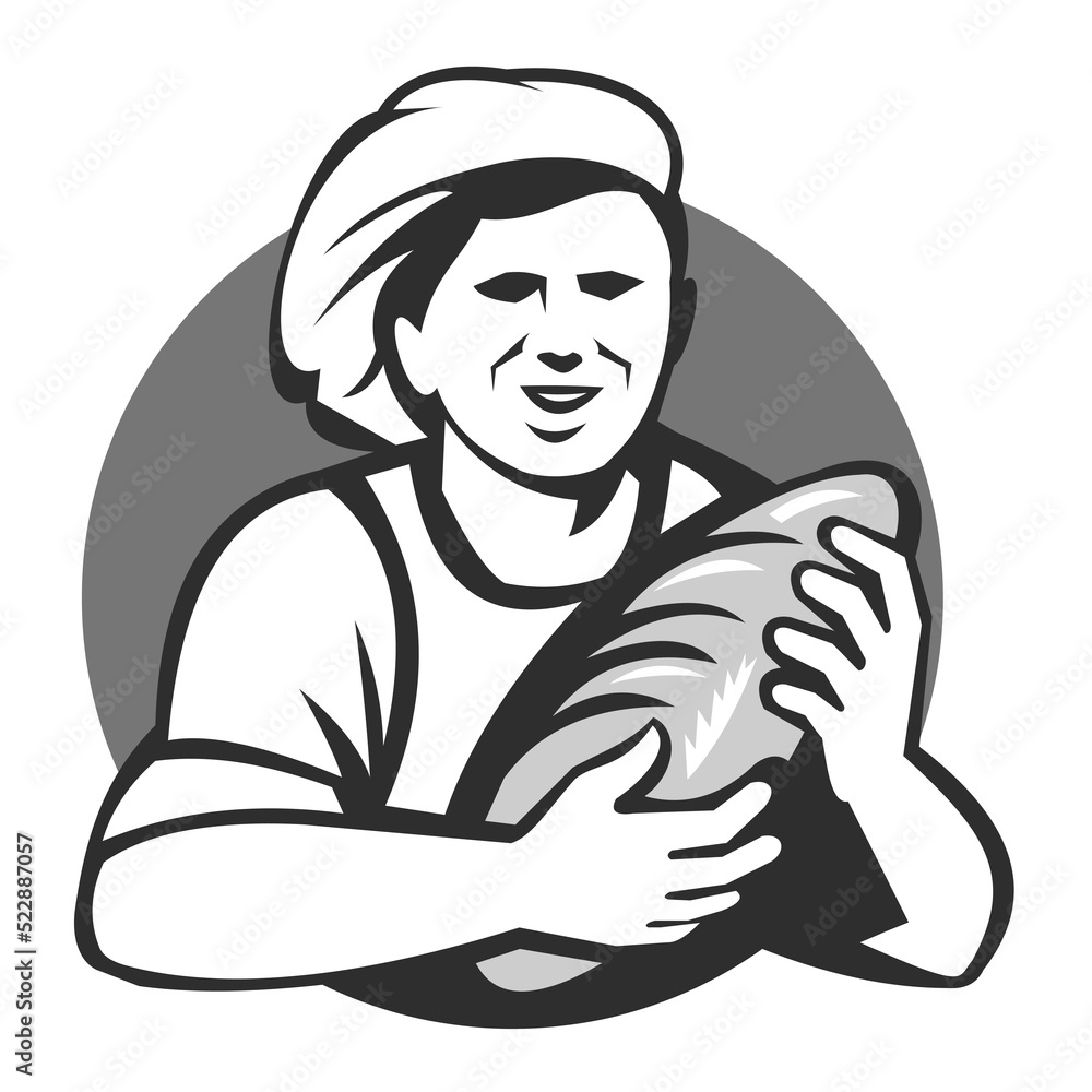 Baker Holding Bread Loaf Grayscale Retro Baker Holding Bread Loaf Grayscale Retro
