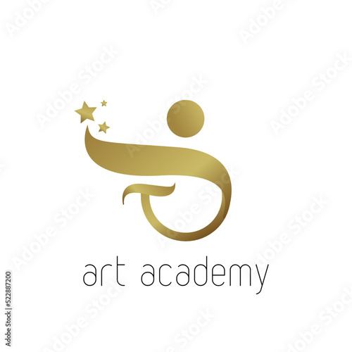 Creative art academy logo design vector