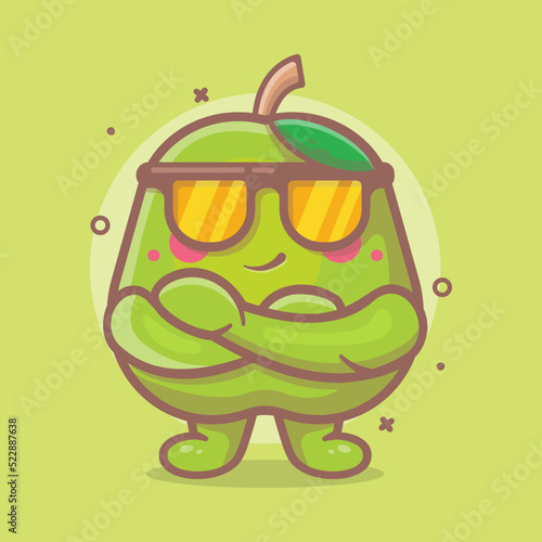 cute guava fruit character mascot with cool expression isolated cartoon in flat style design