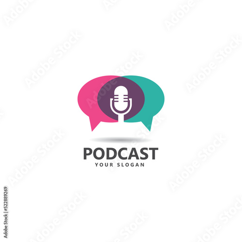 Podcast logo vector icon illustration
