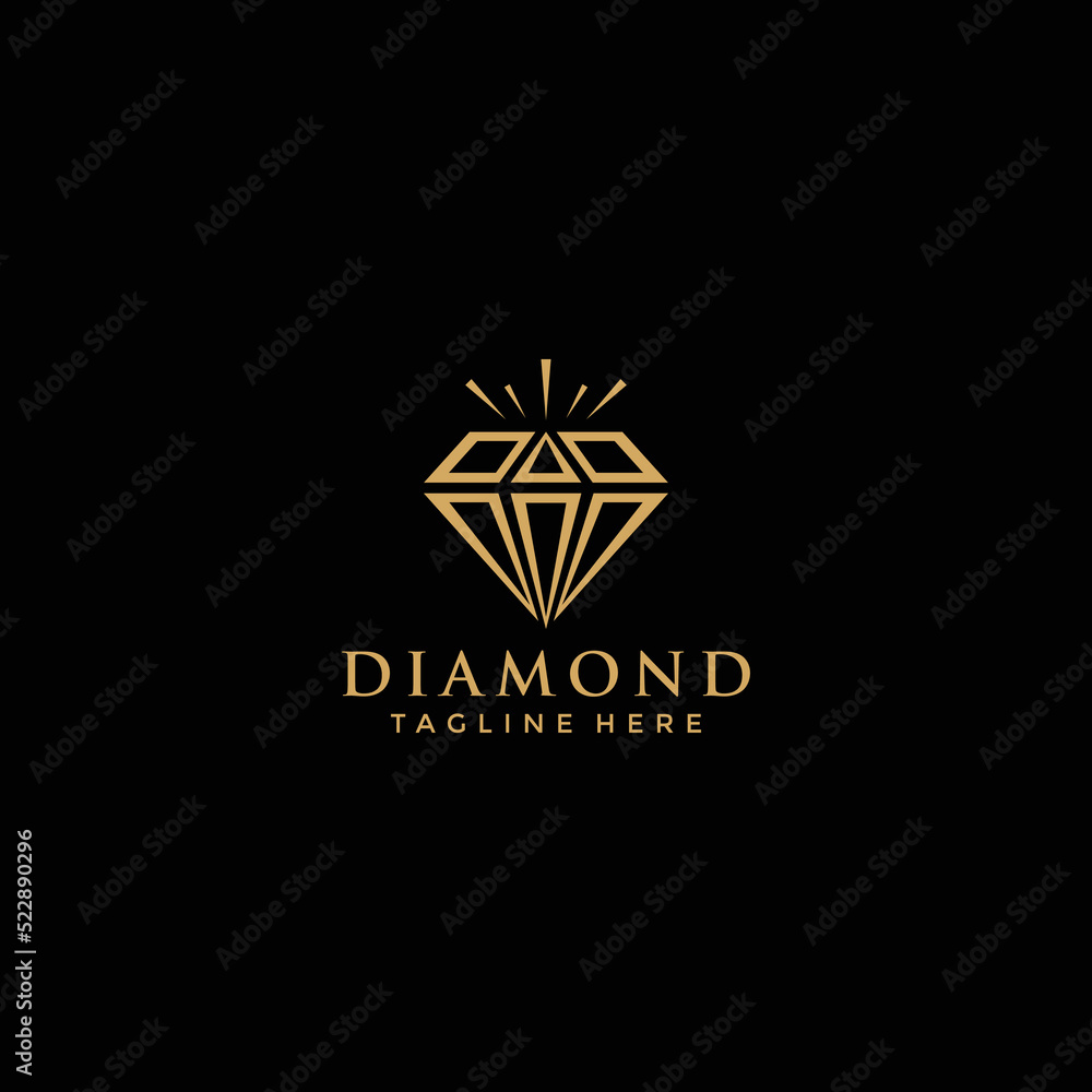 Fototapeta premium Abstract Luxury and Elegant Diamond Jewelry Line Logo Design Template