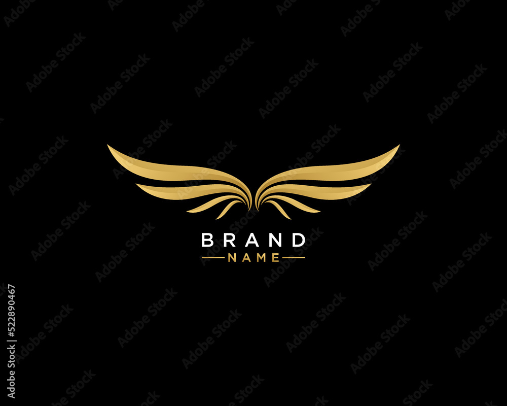 Simple and elegant 3d Golden Wing Logo