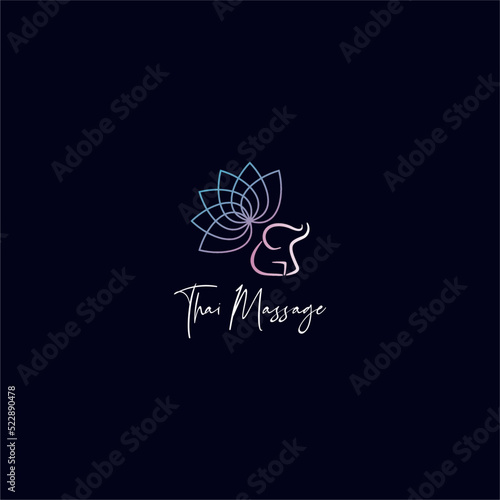 elephant and lotus flower logo illustration