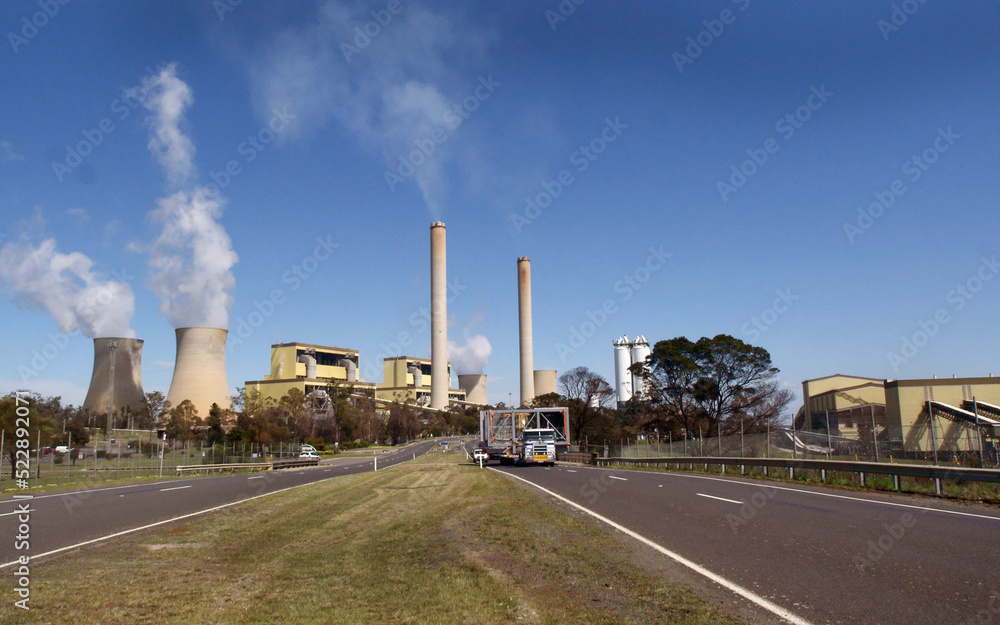 Heavy steel load in transport leaves the Loy Yang Power station in the Latrobe Valley-Victoria. Heavy steel load in transport leaves the Loy Yang Power station in the Latrobe Valley-Victoria.