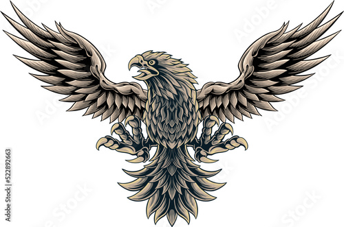 classic style eagle vector design, color editable