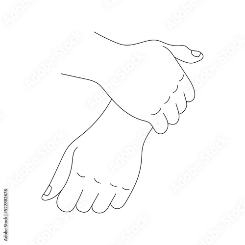 Hand holding wrist sketch vector illustration.