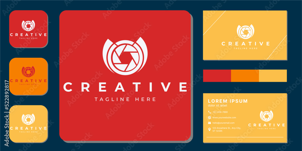 Business card template. Camera shutter conceptual logo. Vector ...