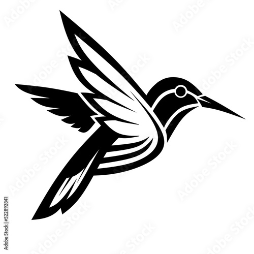 Humming bird logo design. Colibri logo black and white