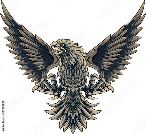 classic style eagle vector design, color editable