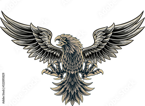 classic style eagle vector design, color editable