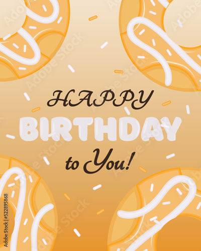 Birthday card with tasty doughnut 