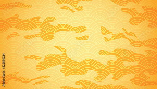 editable yellow japan wave pattern vector background with modern style