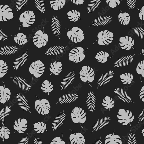 Leaves pattern on black background
