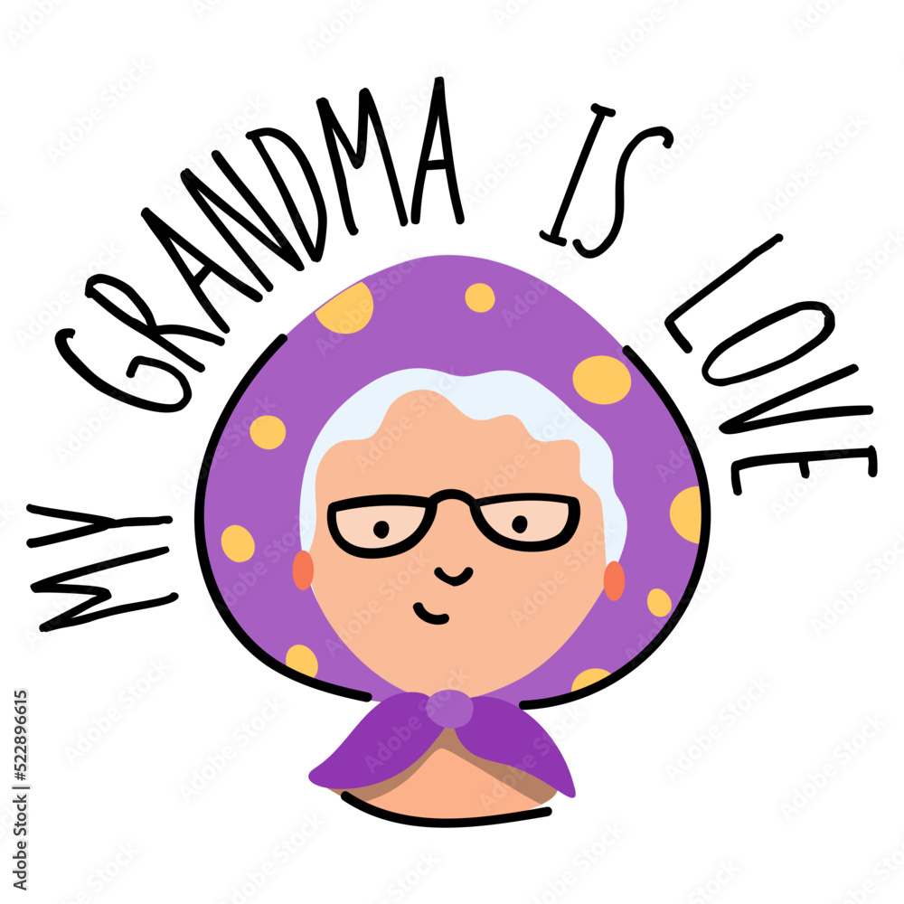 A cute grandmother face doodle icon