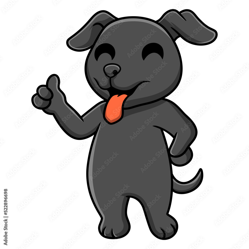 Cute black labrador dog cartoon giving thumb up Cute black labrador dog cartoon giving thumb up