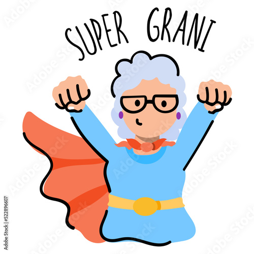 A cute grandma face doodle icon