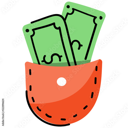 A cash pocket flat icon design 