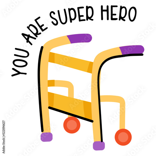 A walking aid walker flat icon 