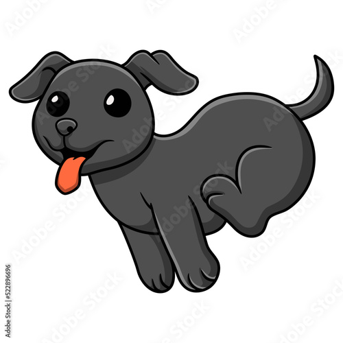 Cute black labrador dog cartoon running