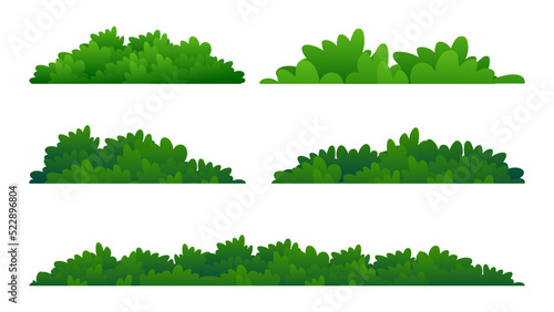 Stampa su tela Various green bush and grass elements collections with flat design