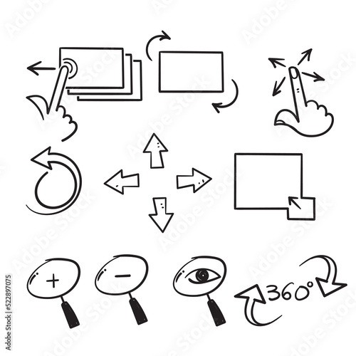 hand drawn doodle screen settings icon related illustration vector