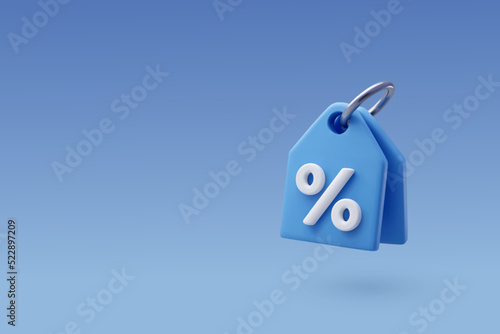 Discount and promotion offer tag 3d icon, Sale and retail commercial concept