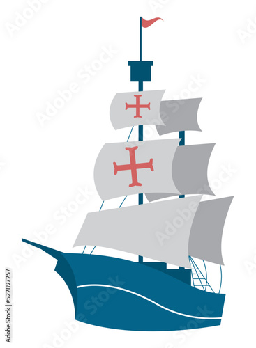 blue columbus caravel ship