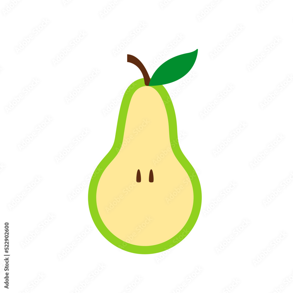 half sliced pear isolated fruit - flat design vector symbol half sliced pear isolated fruit - flat design vector symbol
