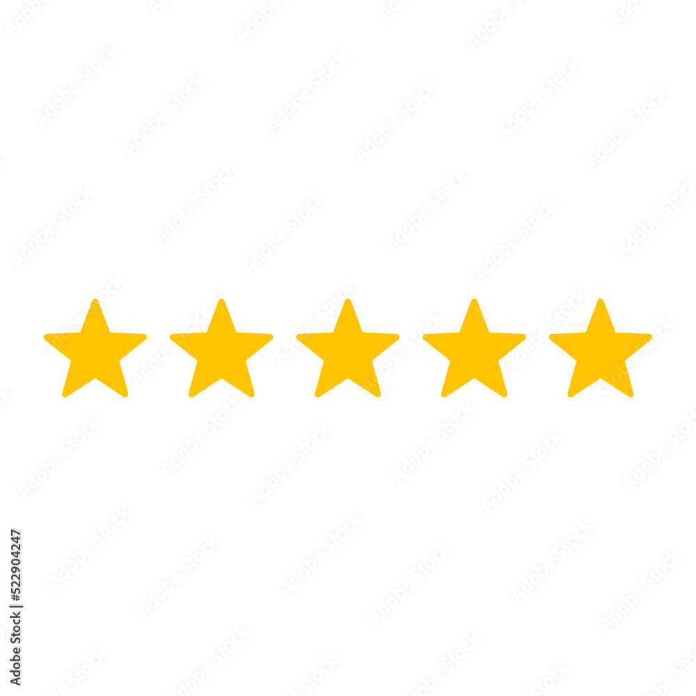 Five stars customer review icon for apps and websites Five stars customer review icon for apps and websites