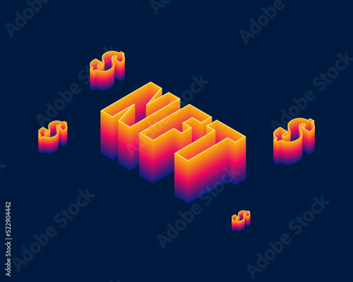 NFT nonfungible token, crypto art, cryptocurrency technology 3D Illustration