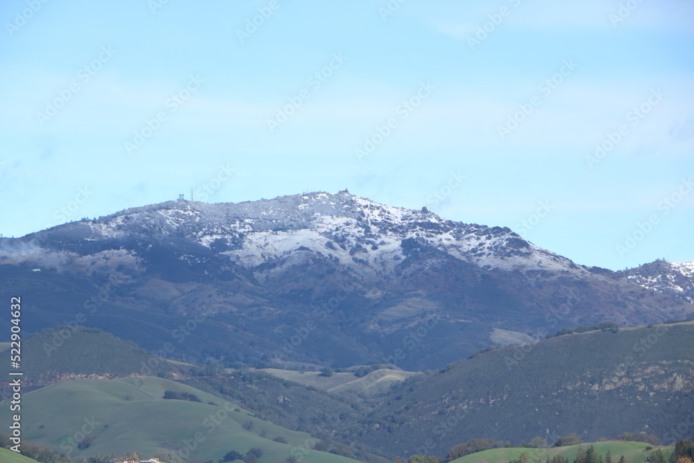An early winter storm drops a dusting of snow on the summit of Mt Diablo