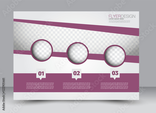 Flyer, brochure, billboard, magazine cover template design landscape orientation for education, presentation, website. Purple color. Editable vector illustration.