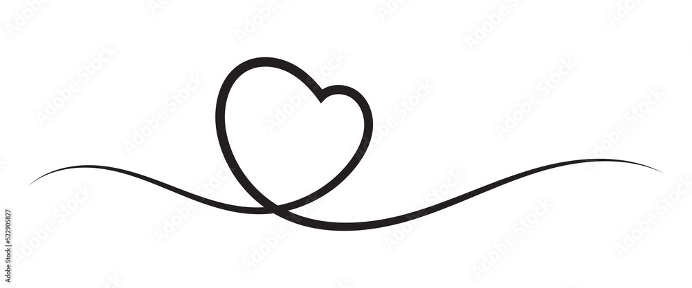 Hand drawn heart symbol. Love Continuous line drawing Hand drawn heart symbol. Love Continuous line drawing