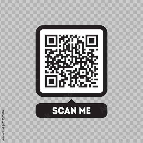 Scan me icon with QR code. Qrcode tempate for mobile app