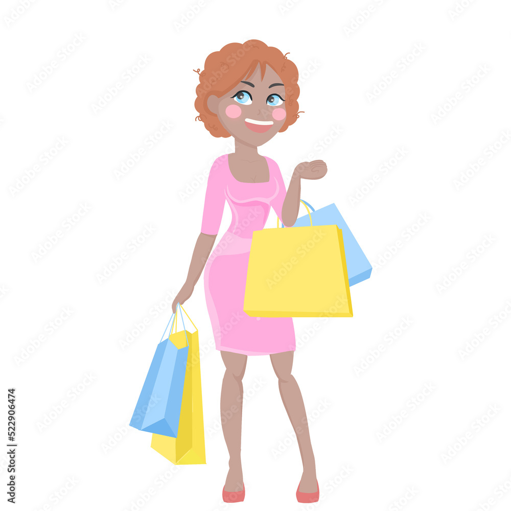Woman shopping, Female Shopper with shopping bags