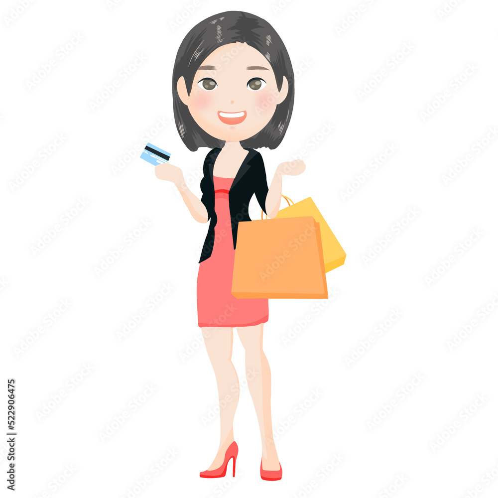 Woman shopping, Female Shopper with shopping bags Woman shopping, Female Shopper with shopping bags