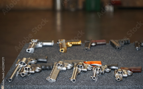 close up of guns