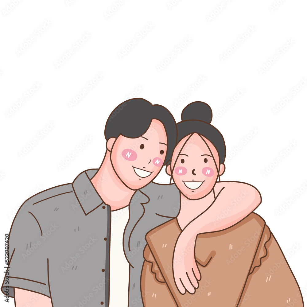 Obraz premium People in love, cartoon flat illustration of diverse cartoon young people actions of happiness, falling in love and love sharing