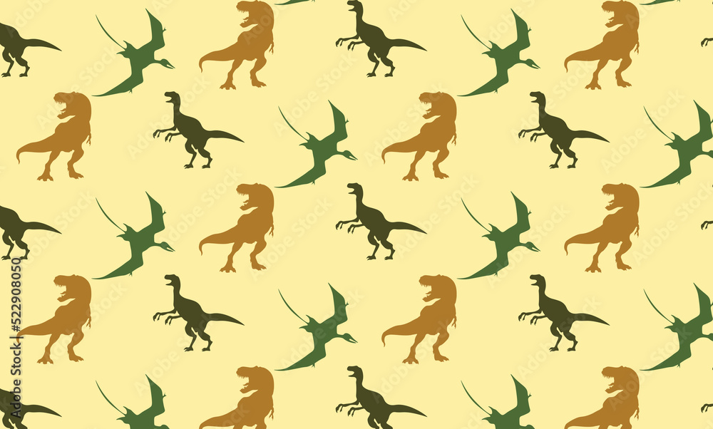 dinosaur seamless pattern on pastel yellow background design wallpaper decorative textile banner