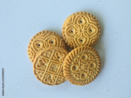 Isolated photo of baked biscuits or cookies photo