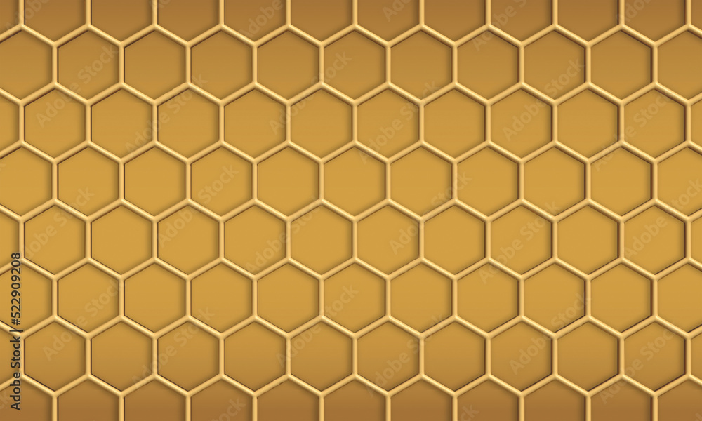 abstract hexagonal geometric background honeycomb gold texture, 3D illustration. abstract hexagonal geometric background honeycomb gold texture, 3D illustration.