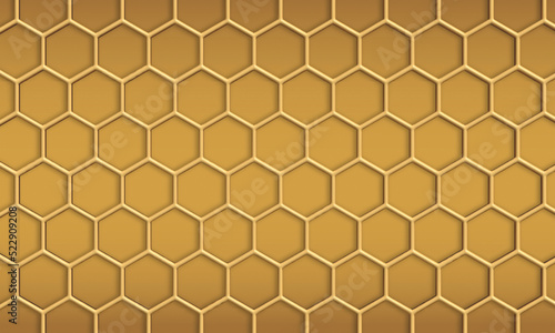 Fototapeta Naklejka Na Ścianę i Meble -  abstract hexagonal geometric background honeycomb gold texture, 3D illustration.