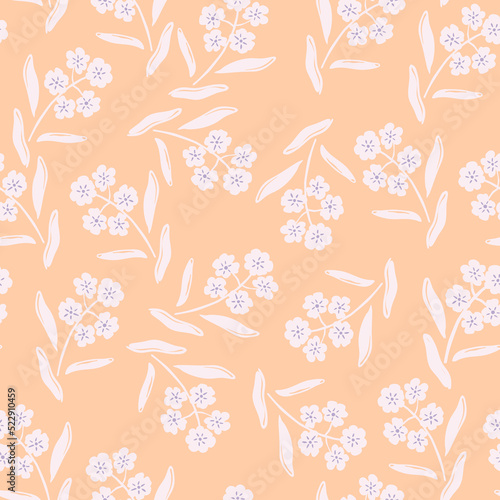Small flowers and petals seamless pattern. Ideal for printing for fabric. Cute children fashion. Pastel pattern. Vector illustration. Vector illustration