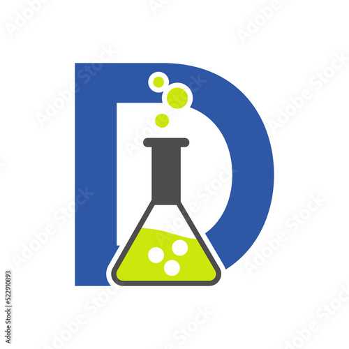 Letter D Lab Logo Concept for Science, Healthcare, Medical, Laboratory, Chemical and Nature Symbol