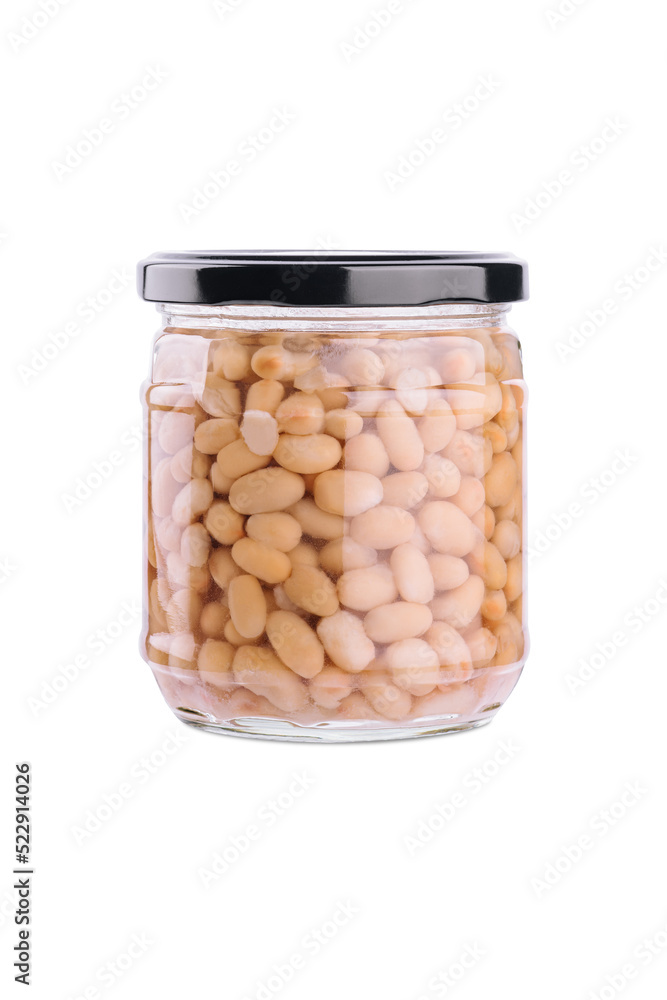 Jar of pickled beans isolated on white Jar of pickled beans isolated on white