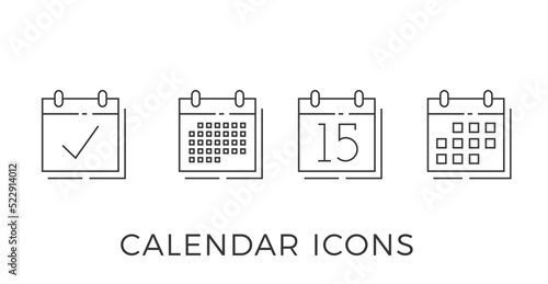 Four calendar line icons on white background