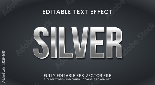 3D Metallic Silver Text Effect, Editable Text Silver Alphabet Style