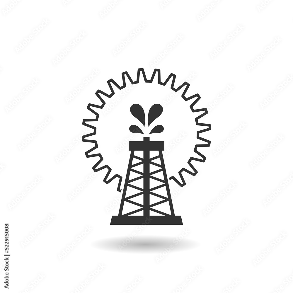 Oil mining icon with shadow isolated on white background Oil mining icon with shadow isolated on white background